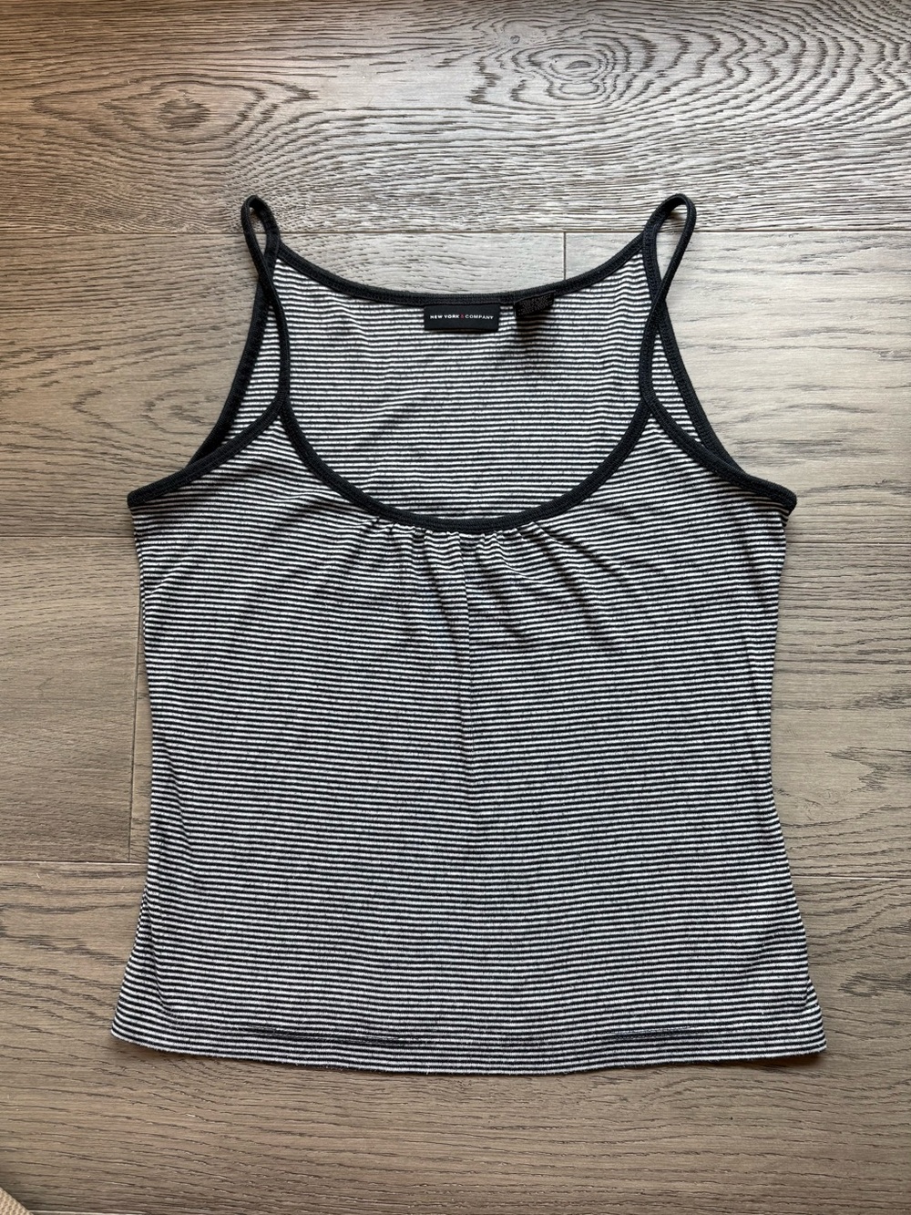 New York & Company Black and White Striped Tank Top